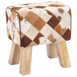 vidaXL suoliukas 40 x 30 x 45 cm Tikra oda Rudas skiautinys