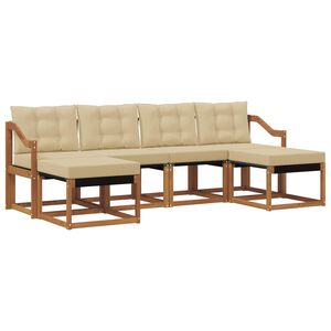 vidaXL Lauko sofos komplektas su pagalve 6 pcs Natūralus ir bežinis
