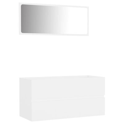 vidaXL Vonios kambario baldų komplektas, 2 dalių, baltos spalvos, MDP