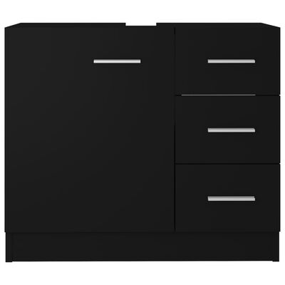 vidaXL Spintelė praustuvui, juodos spalvos, 63x30x54cm, MDP
