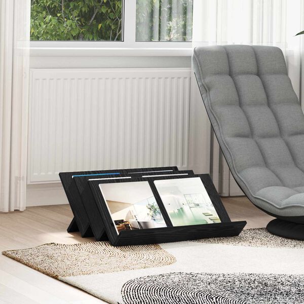 vidaXL Žurnalų stovas su lentyna Juodas ąžuolas 65 x 53 x 28,5 cm