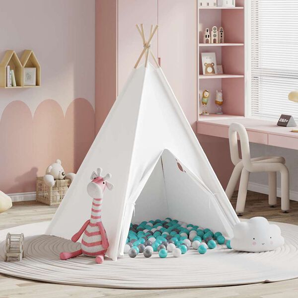 vidaXL Teepee palapinė Balta 120 x 120 x 150 cm Audinys ir plastikas