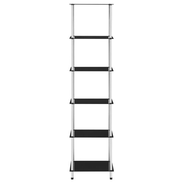 vidaXL Lentyna, 6 aukštų, juoda, 40x40x160cm, grūdintas stiklas