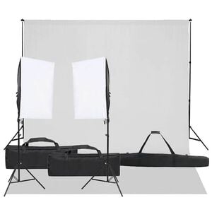 vidaXL Fotostudijos rinkinys su ap&scaron;vietimo rinkiniu ir fonu