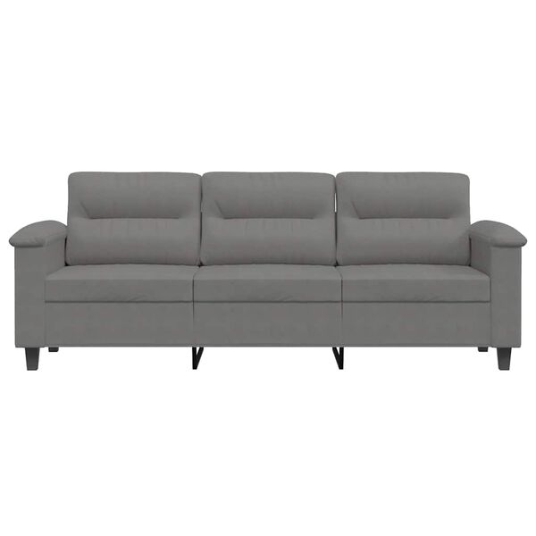vidaXL Trivietė sofa, tamsiai pilka, 180cm, mikropluo&scaron;to audinys