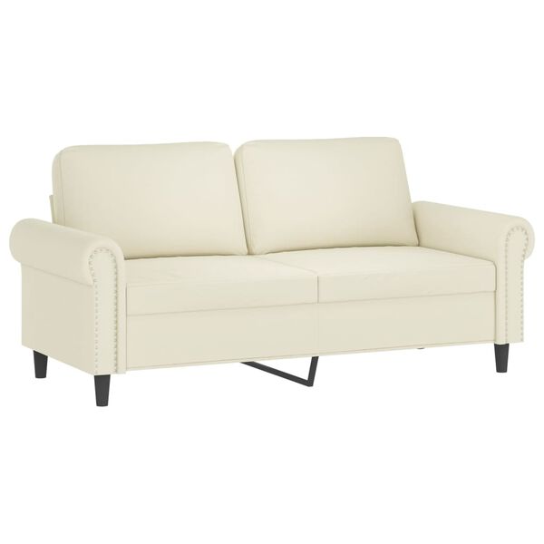 vidaXL Dvivietė sofa su pagalvėlėmis, kreminės spalvos, 140cm, aksomas