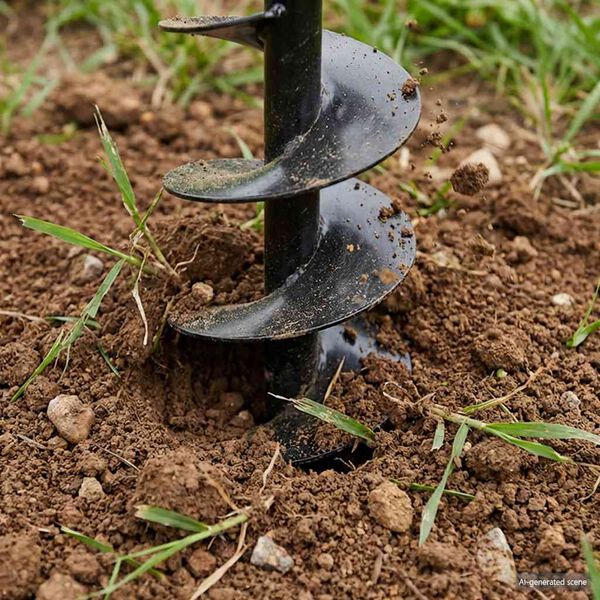 Plieninis 12 cm Žemės Grąžtas su Rankena ir Ilgintuvais, 13 m