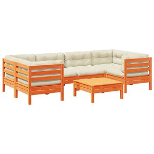 vidaXL Sodo komplektas su pagalvėlėmis, 7 dalių, va&scaron;ko rudas, pu&scaron;is