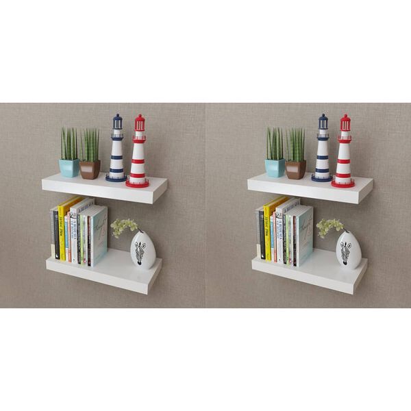 vidaXL Sieninės lentynos, 4vnt., baltos, 40 cm (2x242182)