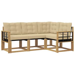 vidaXL Lauko sofos komplektas su pagalve 4 pcs Balta ir kreminė