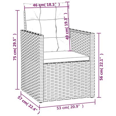 vidaXL Lauko komplektas su pagalvėlėmis, 4 dalių, pilkas, poliratanas
