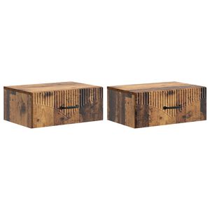 vidaXL Sieninis naktinis staliukas su stalčių 2 pcs Sendintos medienos