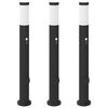 vidaXL Ap&scaron;vietimo stulpeliai su jutikliu ir lizdu, 3 vnt., 80 cm, nerūdijantis plienas, IP44