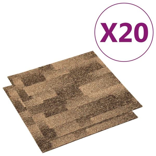 vidaXL Grindų kilimas 20 pcs Ruda 50 x 50 cm PP