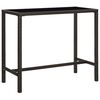 vidaXL Sodo baro stalas, rudas, 130x60x110cm, poliratanas ir stiklas