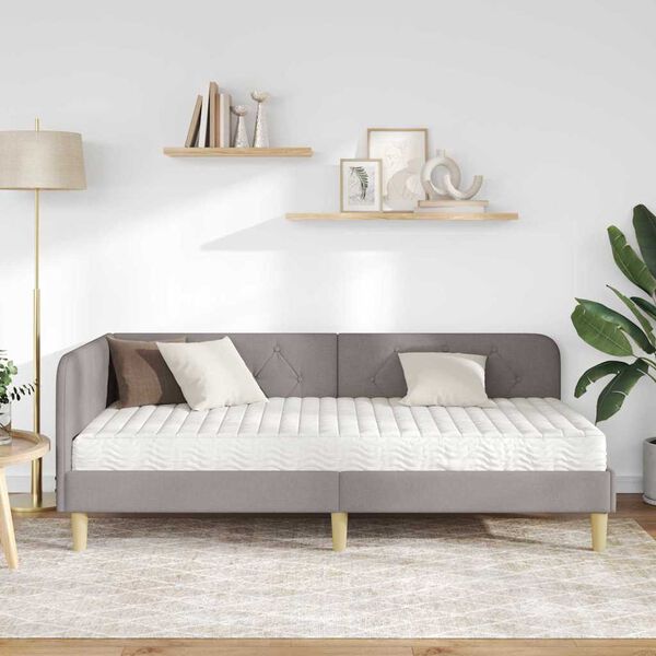 vidaXL Kampinė lovos konstrukcija Taupe 90 x 190 cm audinys