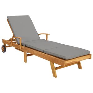 vidaXL Saulės gultas su pagalvėle 100% poliesteris, kieta teak mediena