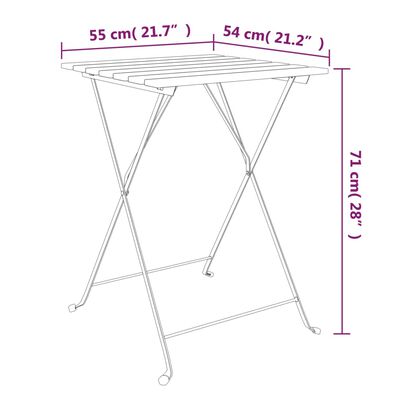 vidaXL Sulankstomas bistro stalas, 55x54x71cm, akacija ir plienas
