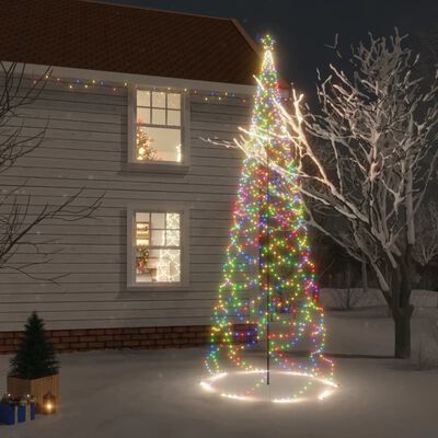 vidaXL Kalėdų eglutė su metaliniu stulpu, 5m, 1400 įvairiaspalvių LED