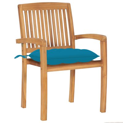 vidaXL Sudedamos sodo kėdės su pagalvėlėmis, 4vnt., tikmedžio masyvas