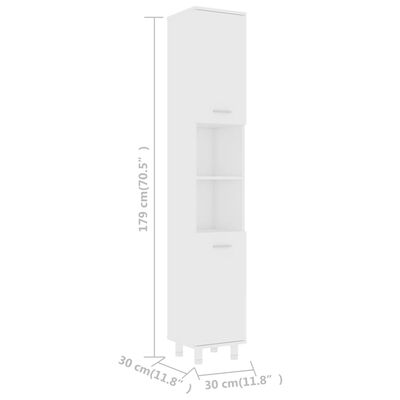 vidaXL Vonios kambario spintelė, baltos spalvos, 30x30x179cm, MDP