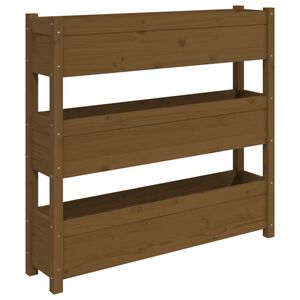 vidaXL Lovelis, medaus rudas, 112x25x104,5cm, pu&scaron;ies medienos masyvas