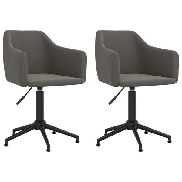 vidaXL Pasukamos valgomojo kėdės, 2vnt., tamsiai pilkos, aksomas