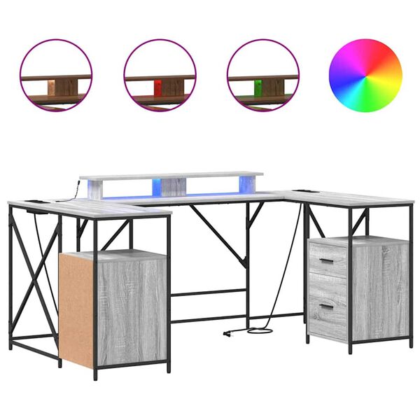 vidaXL Stalas Pilkas Sonoma 182 x 101 x 87,5 cm Apdirbta mediena