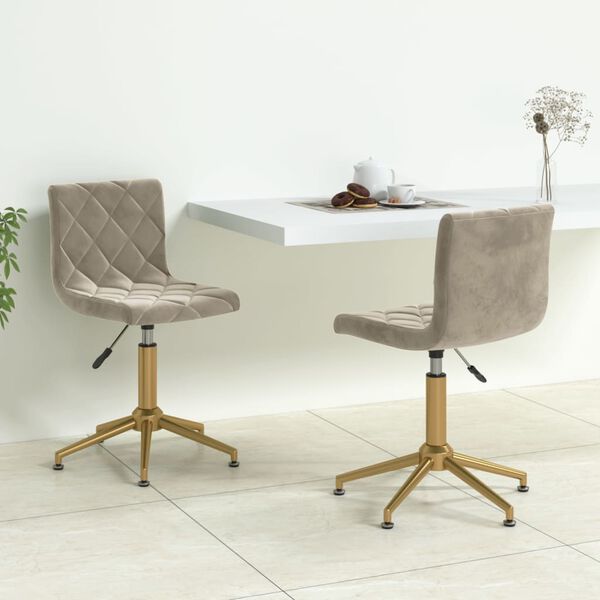 vidaXL Pasukamos valgomojo kėdės, 2vnt., &scaron;viesiai pilkos, aksomas