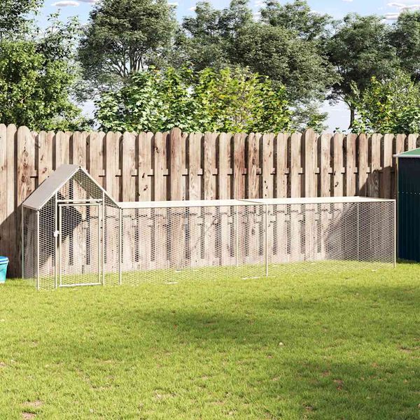 vidaXL Voljeras viščiukams, 5x1x1,5 m, galvanizuotas plienas