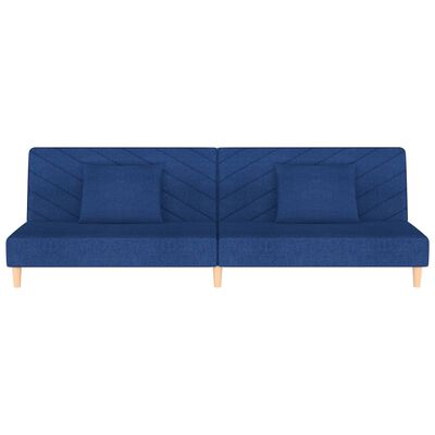 vidaXL Dvivietė sofa-lova su dvejomis pagalvėmis, mėlyna, audinys
