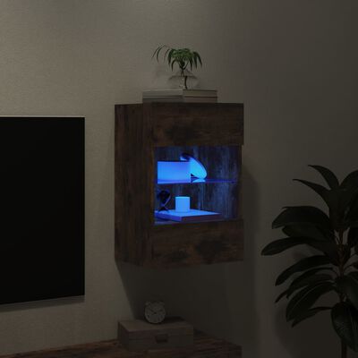 vidaXL Sieninė TV spintelė su LED lemputėmis, dūminė, 40x30x60,5cm