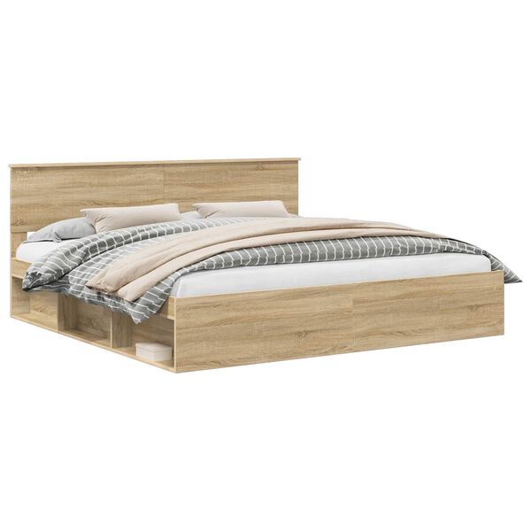 vidaXL Lovos rėmas Sonoma 200 x 200 cm Kietos pu&scaron;ies mediena