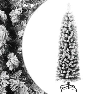 vidaXL Plona dirbtinė Kalėdų eglutė su sniegu, žalia, 120cm, PVC