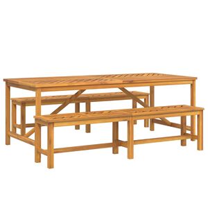 vidaXL Sodo valgomojo komplektas 3 pcs Ruda Kietos akacijos mediena