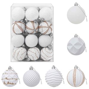 vidaXL Kalėdų kamuoliukų rinkinys 36 vnt. Balta Skersmuo 6 cm