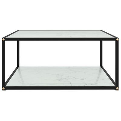 vidaXL Kavos staliukas, baltas, 80x80x35cm, grūdintas stiklas