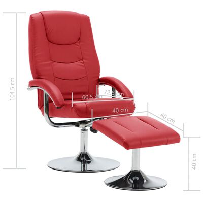 vidaXL Atlošiamas krėslas su pakoja, raudonos spalvos, dirbtinė oda