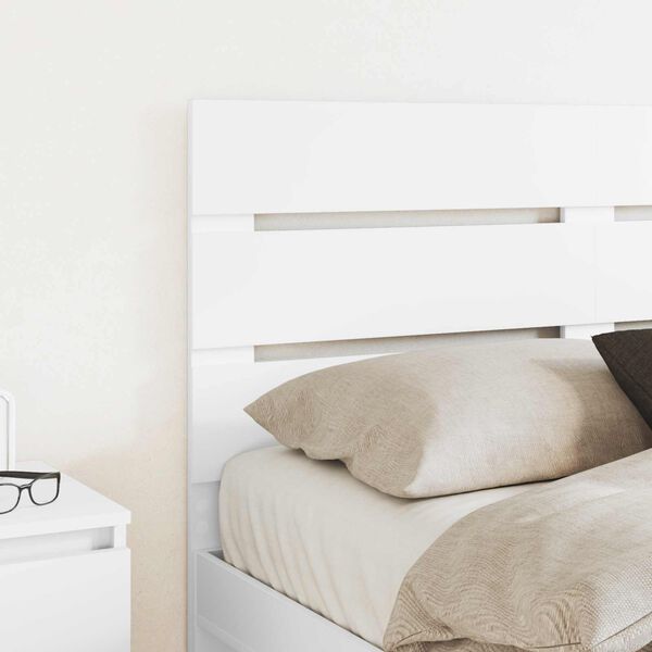 vidaXL Galvūgalis su galvūgalio Balta 135 cm Apdirbta mediena