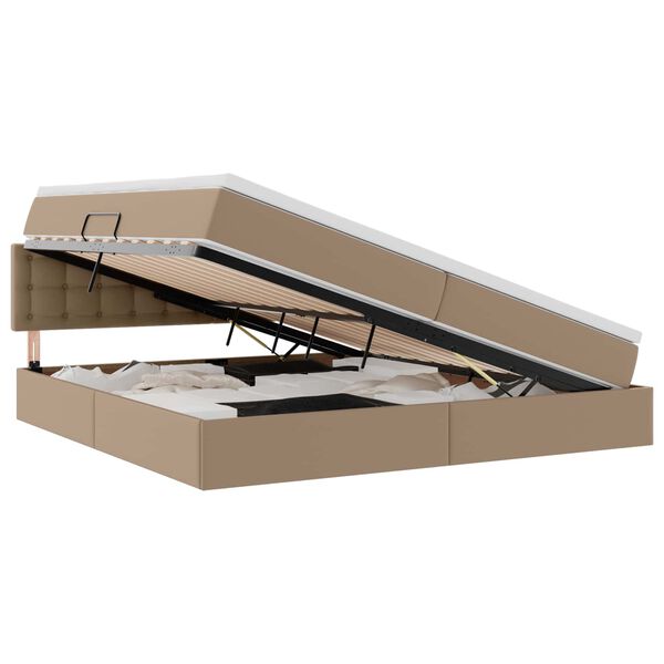 vidaXL Lova su daiktų laikymo vieta ir čiužiniu Kapučino 200 x 200 cm