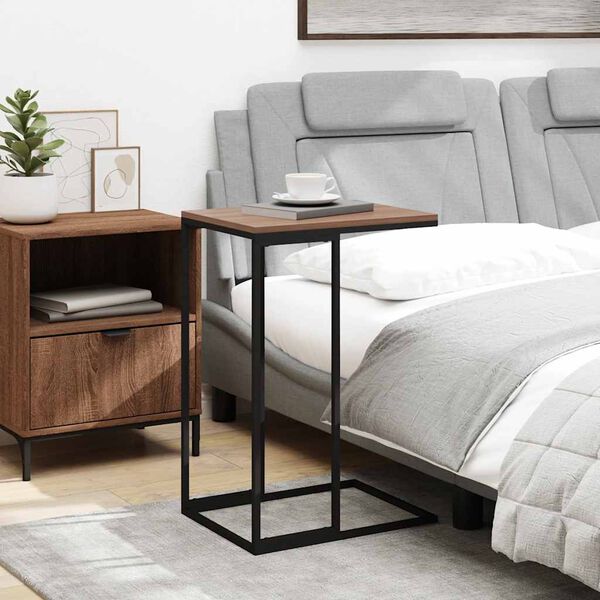 vidaXL &Scaron;oninis staliukas, juodos spalvos, 40x30x59cm, mediena