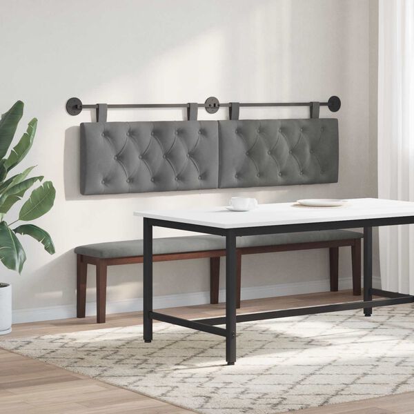 vidaXL Kabantysis galvūgalis Tamsiai pilka 190 x 55 x 7 cm Aksomas