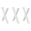 vidaXL Valgomojo stalo kojos, 3 vnt., baltos, 80x(72-73) cm, plienas, X formos