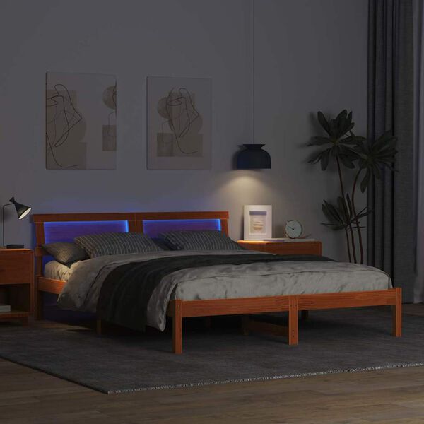 vidaXL Lovos rėmas Va&scaron;ko ruda 140 x 200 cm Kietos pu&scaron;ies mediena