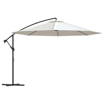 vidaXL Gembinis skėtis, smėlio baltos spalvos, 3,5m
