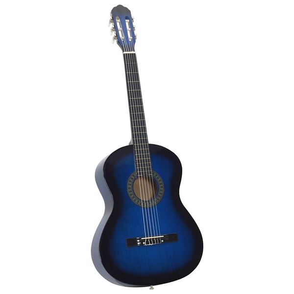 vidaXL Klasikinė gitara pradedantiesiems, mėlyna, 4/4 39", liepa