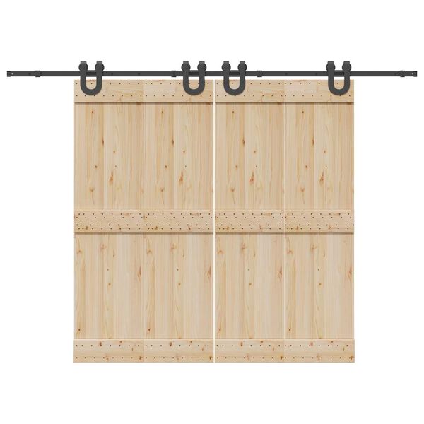 vidaXL Stumdomų durų įrangos rinkinys, juodos sp., 366 cm, plienas