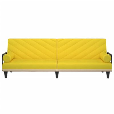 vidaXL Sofa-lova su porankiais, šviesiai geltonos spalvos, audinys