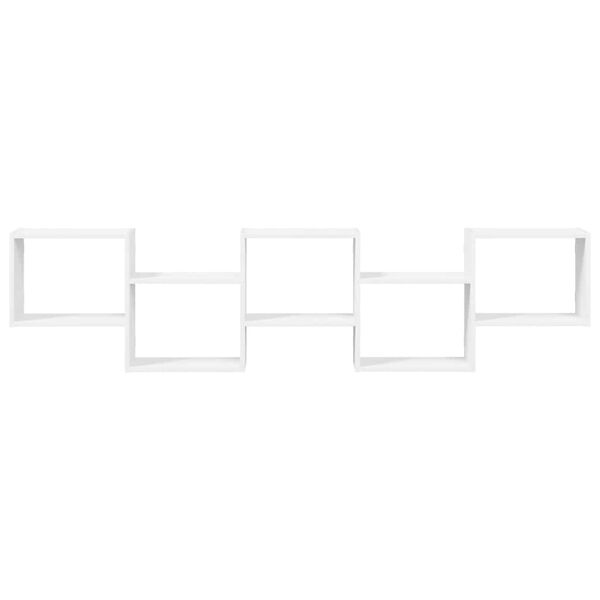 vidaXL Sieninė lentyna, 5 skyrių, baltos spalvos, mediena, kubo formos