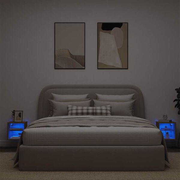 vidaXL Sieninės TV spintelės su LED, 2vnt., artisano, 30x28,5x30cm